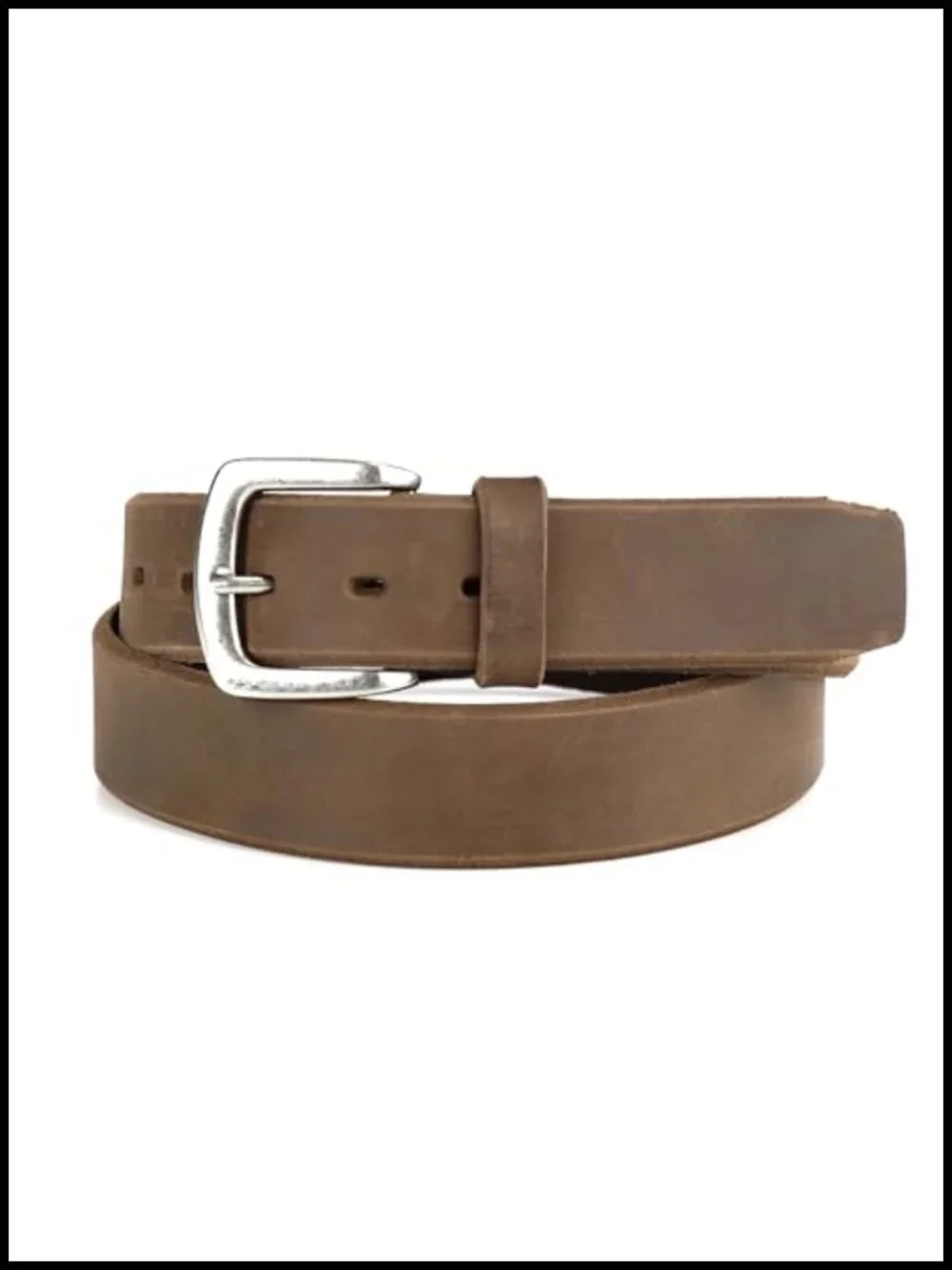Genuine Leather Belt with Removable Buckle - Beveled Edge